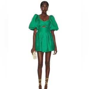 AJE Dusk Knot Puff Sleeve Mini Dress